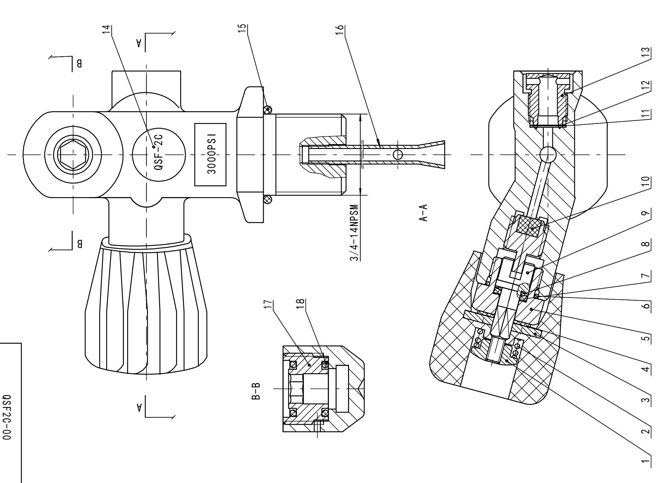 QSF-2 Luft-Gasflasche, Tauchausrüstung, Tank, DIN/Yoke-Ventil