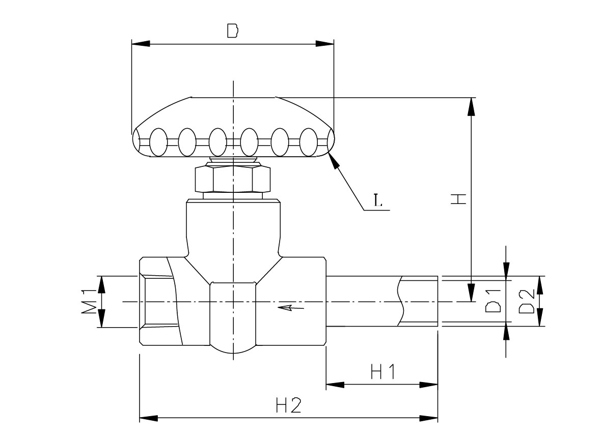 DJ-10AAB Messinggraues Handrad-Kurzschaft-Kryogen-Absperrventil